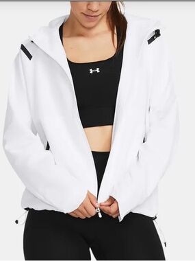 Under Armour White Performance Hooded Zip Jacket L